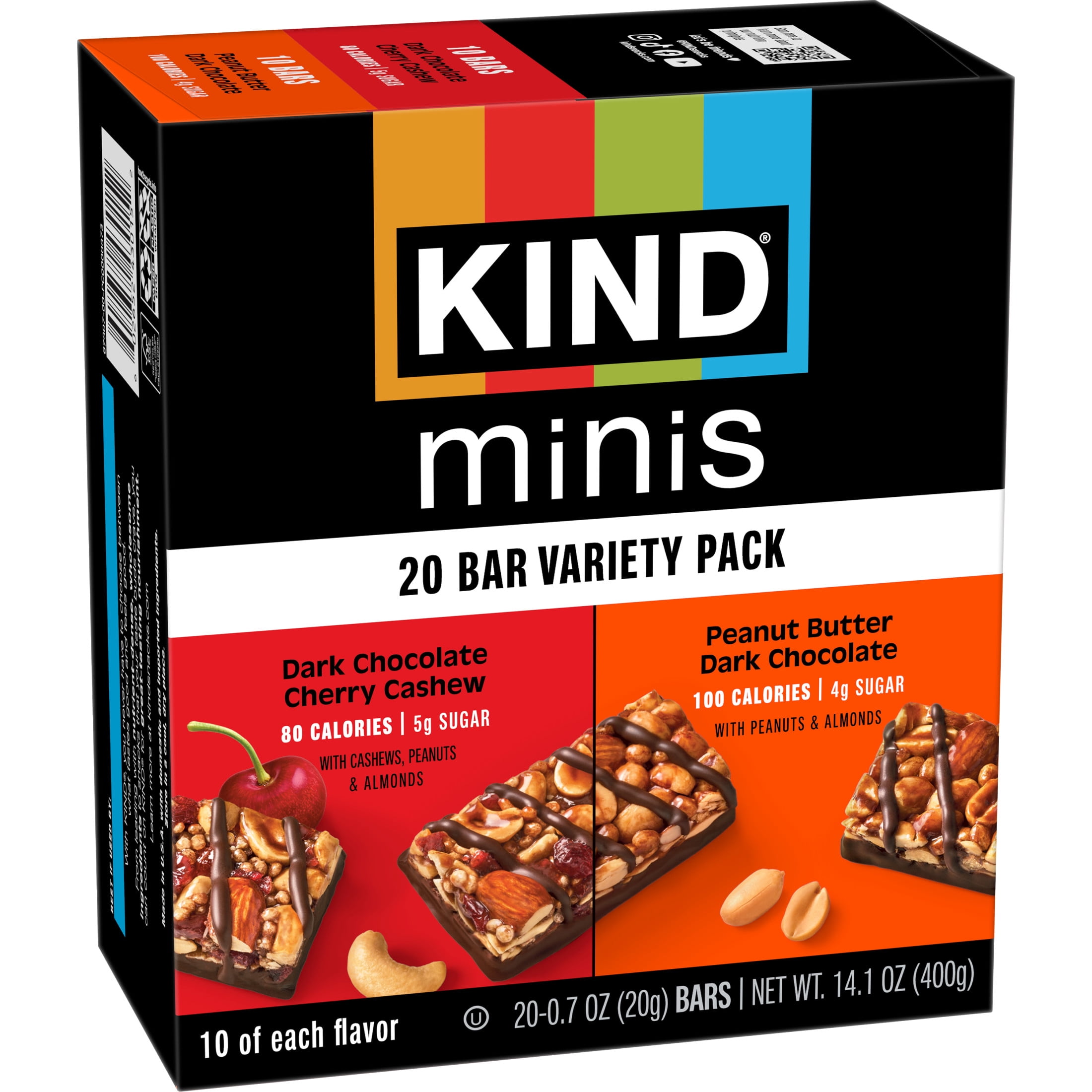 (4 pack) KIND Minis Snack Bars, Sweet Variety Pack, Gluten Free, Low Sodium, 0.7oz, 20 Count