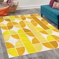 thumbnail image 2 of Retro Decorative Rug, Pop Art Funky Unusual Geometric Forms Mosaic Style Old Fashioned Graphic, Quality Carpet for Bedroom Dorm and Living Room, 6 Sizes, Yellow Mustard, by Ambesonne, 2 of 4