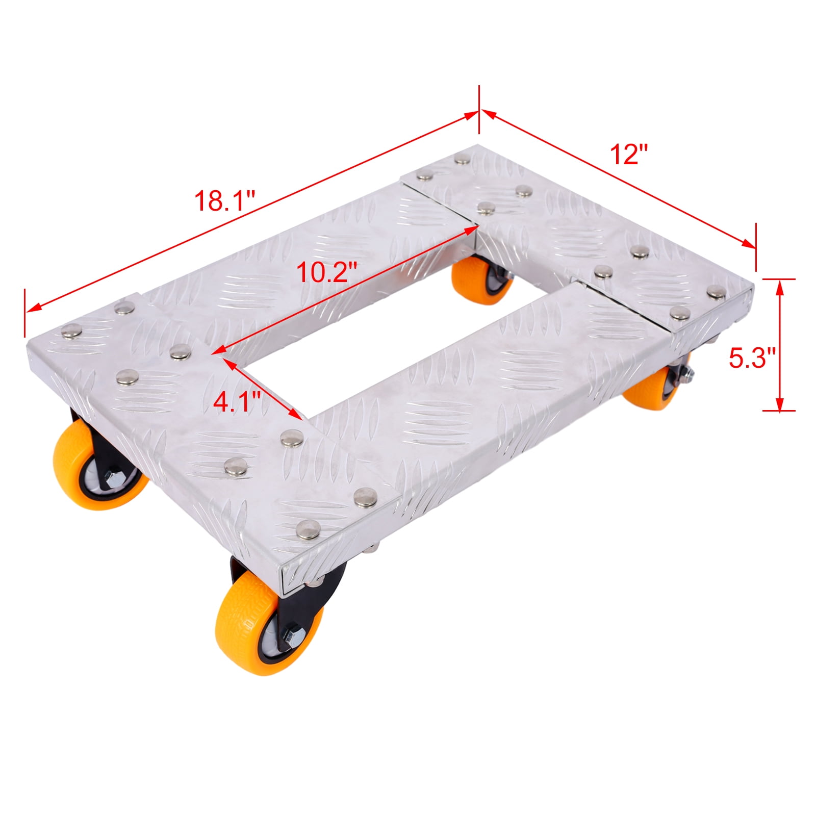 Olurrisa Movers Dolly Heavy Duty Furniture Dolly Trolley Cart 18''x12'' Aluminum Frame with 3'' TPU Professional Casters with Brake Option
