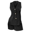 thumbnail image 7 of Prolriy Button down V Neck, Women's 2 Piece Summer Outfits for Women Tank Top with Shorts Sets Beach Vacation Outfits Matching Sets Women Clothing Black XXXL, 7 of 7