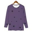 thumbnail image 6 of Women's Star Print Round Neck Long Sleeve Sweatshirt, Loose Fit Casual Pullover Top with Five-Point Star Pattern for Daily Wear, Street Fashion and All Season Comfort Purple XXXL, 6 of 8