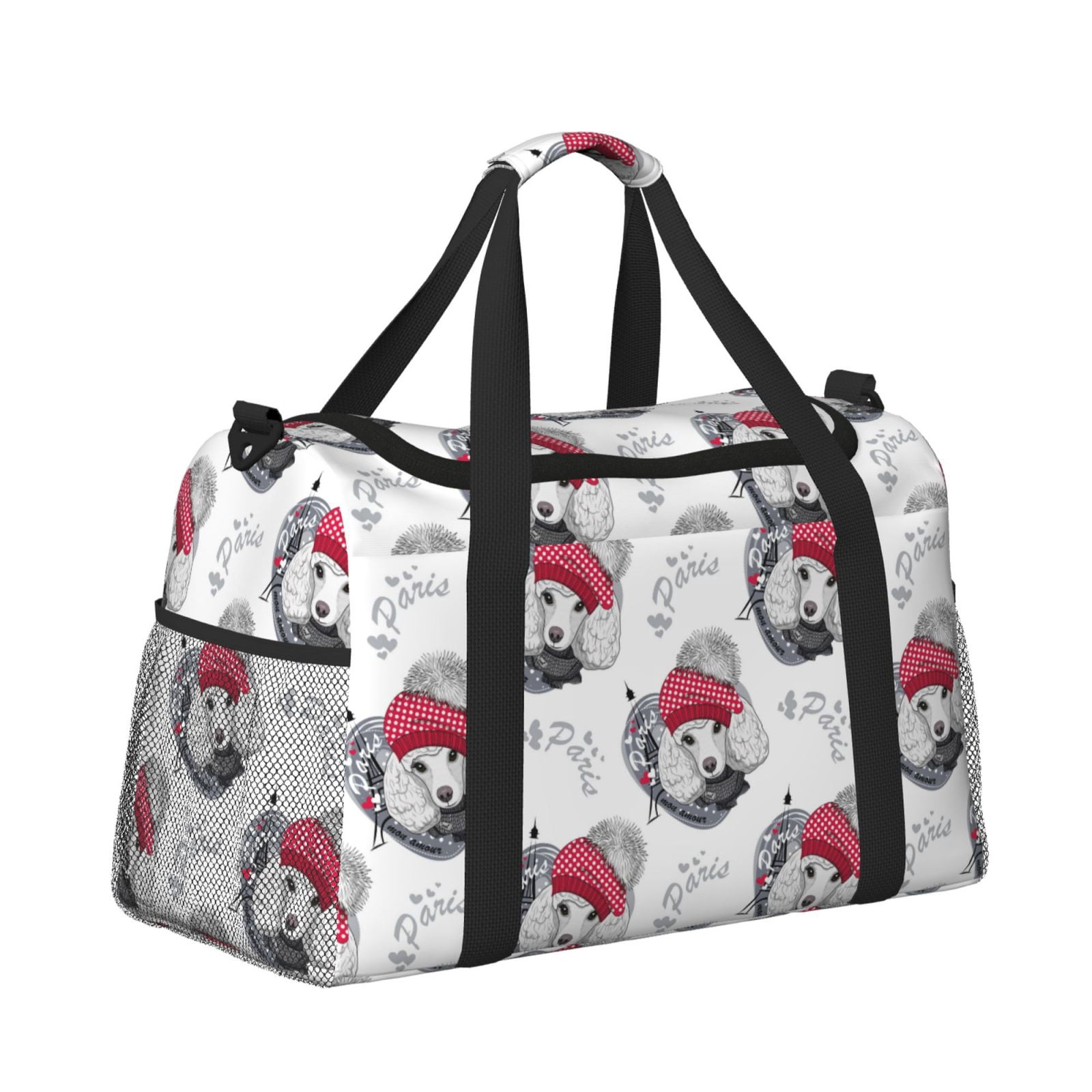 Fuzoiu Cute Poodle Dog Print Travel Duffle Bag,Carry On Tote Bags,Duffel Bag,Sport Gym Bag, Hospital Bag for Labor and Delivery, Overnight Bag,Luggage Bag