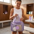 thumbnail image 3 of Mesh Shower Caddy Bag, Large 14 Inch Shower Caddy Organizer, Portable Purple Shower Tote for Gym Dorm Travel Bathroom Cosmetic and Toiletry Storage, 1 Pack, 3 of 5