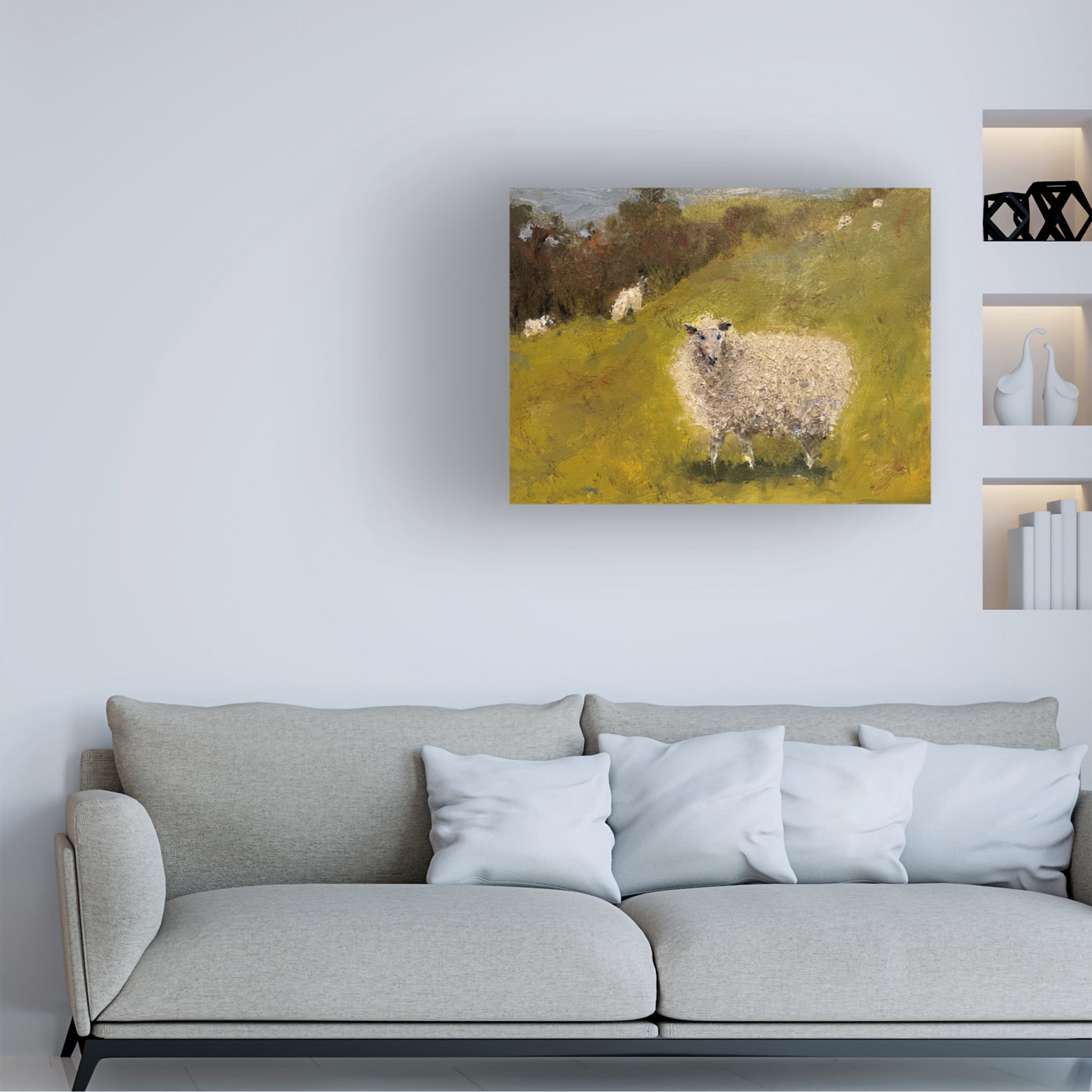 Trademark Fine Art Marilyn Wendling Sheep in Field III Canvas Wall Art