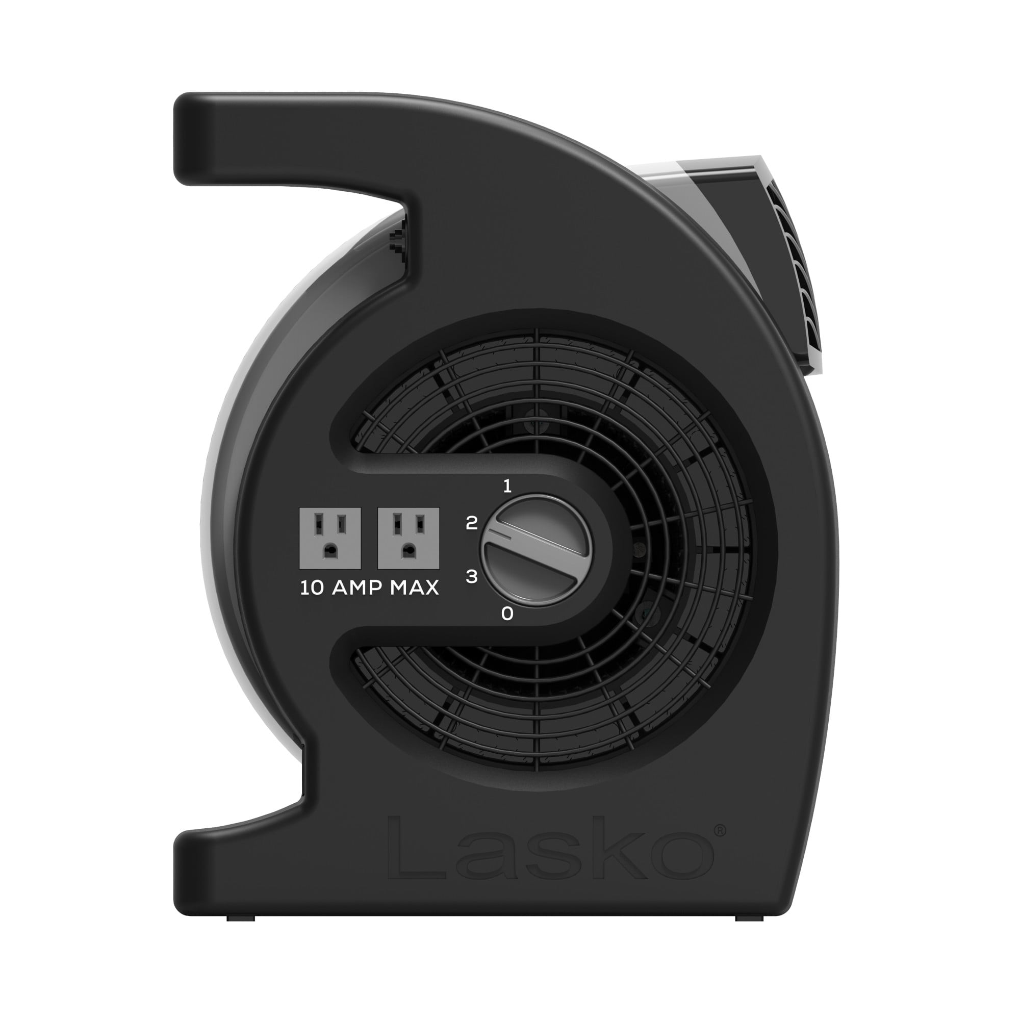 Lasko Max Performance Pivoting Utility Fan, High Velocity Blower Fan with 3 Speeds and Accessory Outlets, Black, U15720