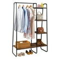 thumbnail image 3 of Metal Garment Rack, Freestanding Closet Storage Organizer with 5 Shelves and Hanging Bar, Open Wardrobe Rack for Hanging Clothes and Storage, Clothes Rack for Bedroom, Entryway, Black, 3 of 7