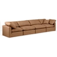 thumbnail image 3 of Meridian Furniture Indulge 140" Contemporary Orange Vegan Leather Modular Sofa, 3 of 9