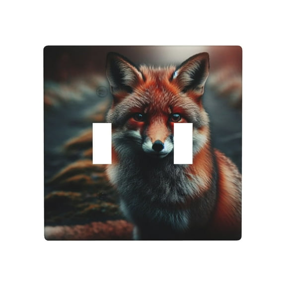 Fox Autumn Forest in the Shadows Light Switch Cover Plates Single Toggle Wall Plate, Decorative 2-Gang Christmas Decor Lightswitch Cover
