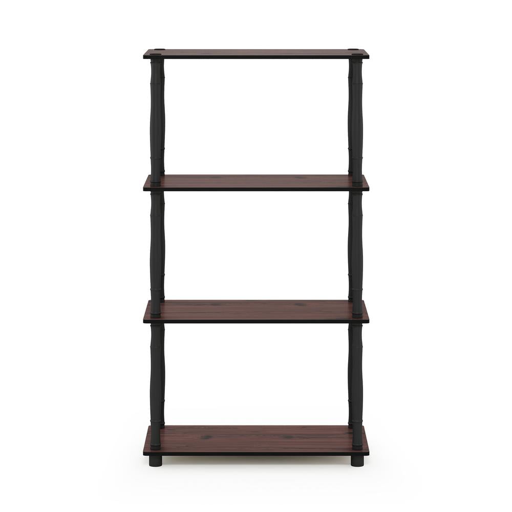 Furinno Turn-N-Tube 4-Tier Classic Tubes Display Shelf, Dark Cherry and Black