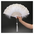 thumbnail image 2 of Feather Folding Fan Sweet Girl Dark Court Dance Hand Fan with Pendant Photography Props Wedding Party Decoration, 2 of 7