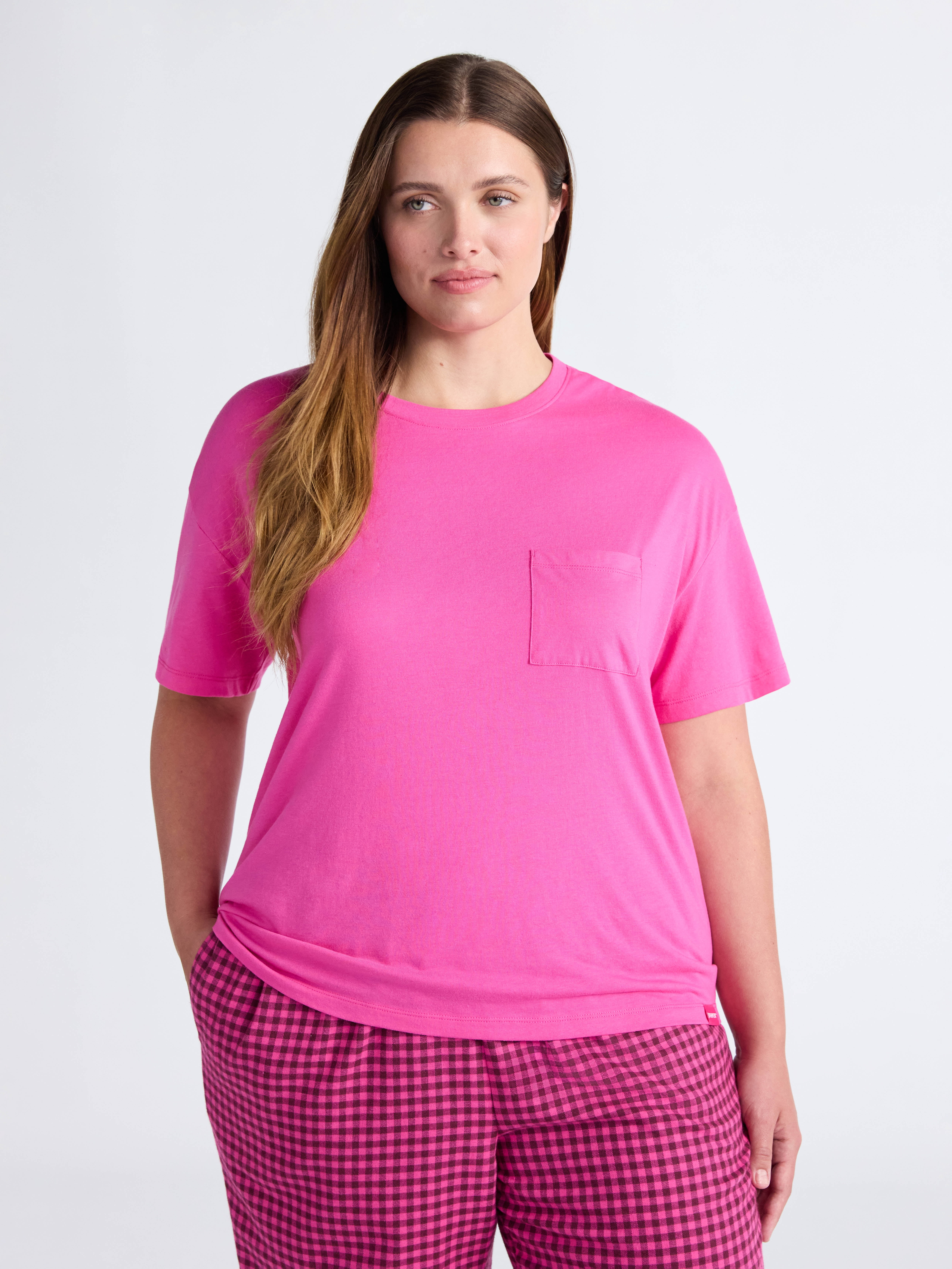 Joyspun Women's Sleep Tee with Short Sleeves, Sizes XS-3X