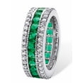 thumbnail image 2 of PalmBeach Jewelry 6.03 TCW Princess-Cut Simulated Emerald Eternity Ring in Platinum-plated Sterling Silver, 2 of 6
