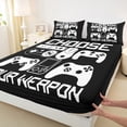 thumbnail image 3 of Manfei Boys Gaming Gamer Full Size Sheets, Video Game Console Gamepad Bed Sheets, Black and White Sheet Sets, Microfiber Bedroom Decor 4pcs, 3 of 7