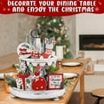 thumbnail image 3 of HCTSHG Christmas Tiered Tray Decoration Set, Includes Stocking Ornament and Road Sign, Fall Country Farmhouse Wood Beads Tabletop Sign for Christmas Table Decor, 3 of 5