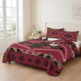 thumbnail image 2 of Quilts Twin Size Bedding Set, Red Western Lightweight Quilted Comforter, Southwestern Geometric Ethnic Art Soft Reversible Bedspread Coverlet with Pillow Covers for All Season, 68" x 86", 2 of 9