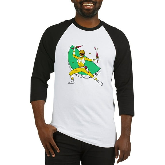 CafePress - Power Rangers Yellow Ranger W - Cotton Baseball Jersey, 3/4 Raglan Sleeve Shirt