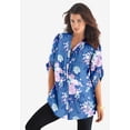thumbnail image 2 of Roaman's Women's Plus Size Pintuck Tunic Blouse – Y-Neck & Roll-Tab Sleeves, 2 of 4