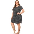 thumbnail image 3 of Camisón de dormir Agnes Orinda de cuello redondo elástico Negro 4X, 3 of 7