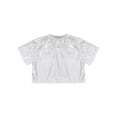 thumbnail image 4 of Sinleey Kids Girls Boys Shiny Sparkle T-Shirts Dance Crop Top Short Sleeve Cropped Tees Dance Silver 180, 4 of 7