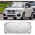 thumbnail image 1 of shiyou-Car Front Windshield Sun Shade/Cover, Reflective Frabic Foldable Sunshade for UV Rays, Sun Glare, Heat Blocking, Keep Car Cool, Universal Auto Interior Protection for Cars, SUVs, Vans (62.9"*3, 1 of 4