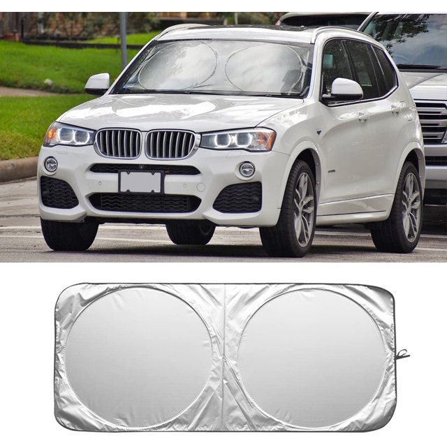 shiyou-Car Front Windshield Sun Shade/Cover, Reflective Frabic Foldable Sunshade for UV Rays, Sun Glare, Heat Blocking, Keep Car Cool, Universal Auto Interior Protection for Cars, SUVs, Vans (62.9"*3