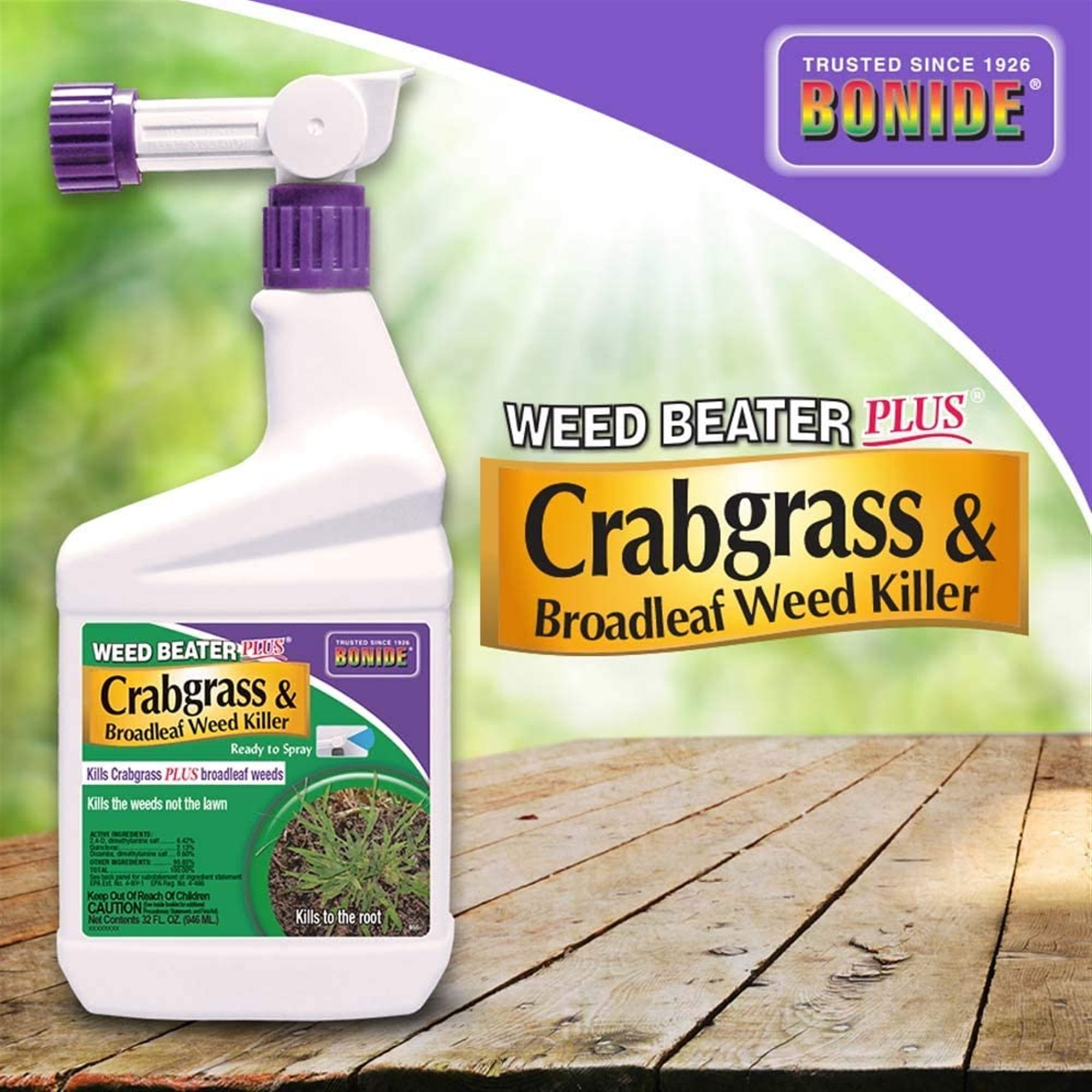 Bonide 066 Crabgrass and Broadleaf Weed Killer, Liquid, Black/Brown, 1 qt Bottle