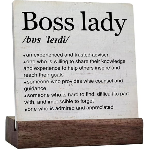 Boss Lady Office Decor Boss Lady Definition Art Desk Decorative Sign Home Office Decoration For Table Shelf Plaque Desk Decor Gift Positive Plaque With Wooden Stand