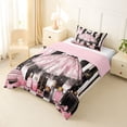 thumbnail image 2 of Castle Fairy Glamorous Tulle Dress Twin Comforter Sets 2pcs,Sparkly Bow Handbag Bedding Set,Black White Pink Gold,Pink Reversible,1 Comforter and 1 Pillowcase, 2 of 6