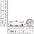 thumbnail image 5 of Gem Stone King 1.97 Ct Oval Checkerboard Blue Iolite E-F Lab Grown Diamond 18K Rose Gold Plated Silver Bracelet for Women, 5 of 5