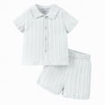 thumbnail image 5 of Baby Boys 2 Piece Outfit Sets Lapel Button-Down Short Sleeve Lapel Shirt with Shorts Set Toddler Boy Summer Clothes, 5 of 5