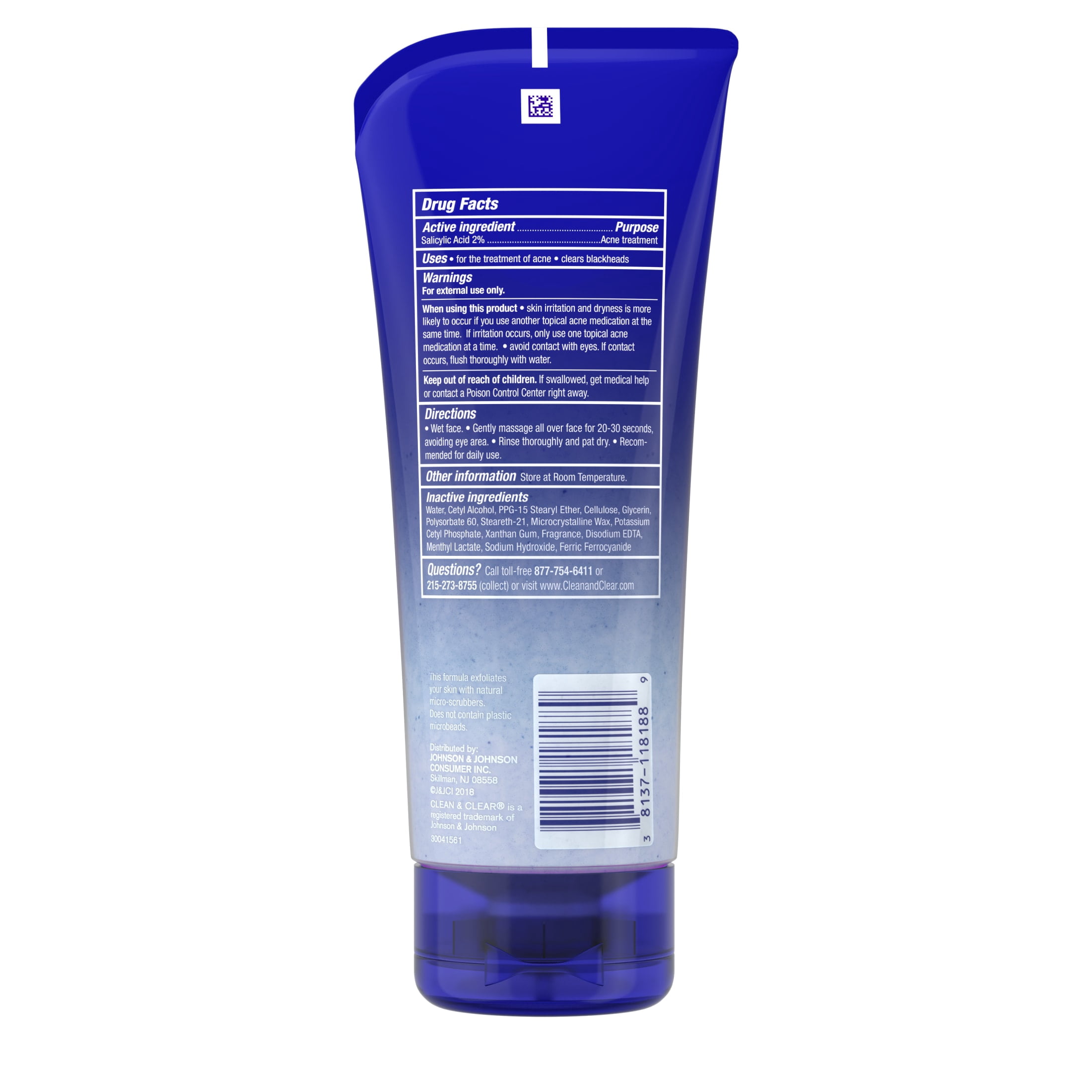 Clean & Clear Blackhead Eraser Facial Scrub, 2% Salicylic Acid, 7 oz