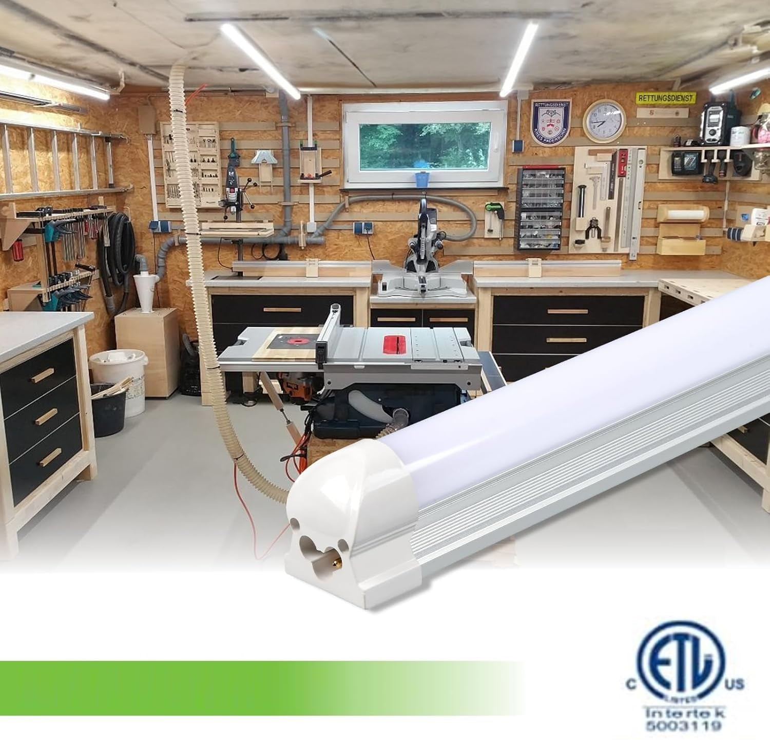 Diodesy- Pack of 4 LFX/ST/T8/4FT/32W/50K 4FT LED Shop Light, Integrated T8 Linear Fixture, 4800LM, 32W, 5000K Bright White, Linkable Strip Light for Workshop, Warehouse, Garage, Corded Electric, ETL