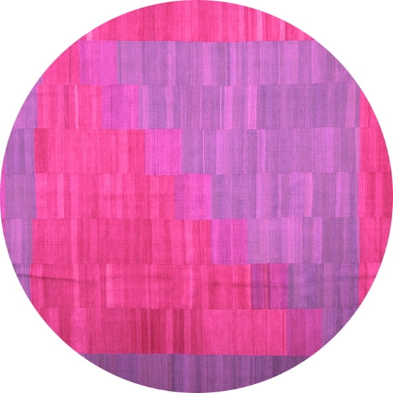 Ahgly Company Indoor Round Abstract Pink Contemporary Area Rugs, 8' Round