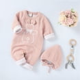 thumbnail image 7 of Onesies Boy Baby Cotton Leisure Romper Long Sleeve Jumpsuit With Hat Baby Onsies Pink 3 Months-6 Months, 7 of 7