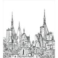 thumbnail image 3 of Modern Duvet Cover Set, European City Landscape Sketchy Painting with Landsmarks Image Print, Decorative 3 Piece Bedding Set with 2 Pillow Shams, King Size, Black and White, by Ambesonne, 3 of 3