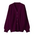 thumbnail image 4 of Lilgiuy Women Casual Long Sleeve Button Solid Sweater Ladies Outwear，Purple,8 Winter Dresses for 2022, 4 of 4
