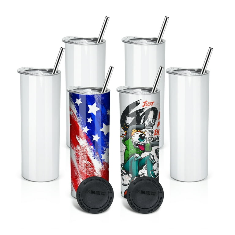 AGH 6 Pack 20oz Sublimation Tumblers with Lids & Metal Straws & Rubber  Bottom Straight Skinny Tumbler Bulk - Shipping from the US - Stainless  Steel Vacuum Insulated Tumbler, Double Wall Coffee