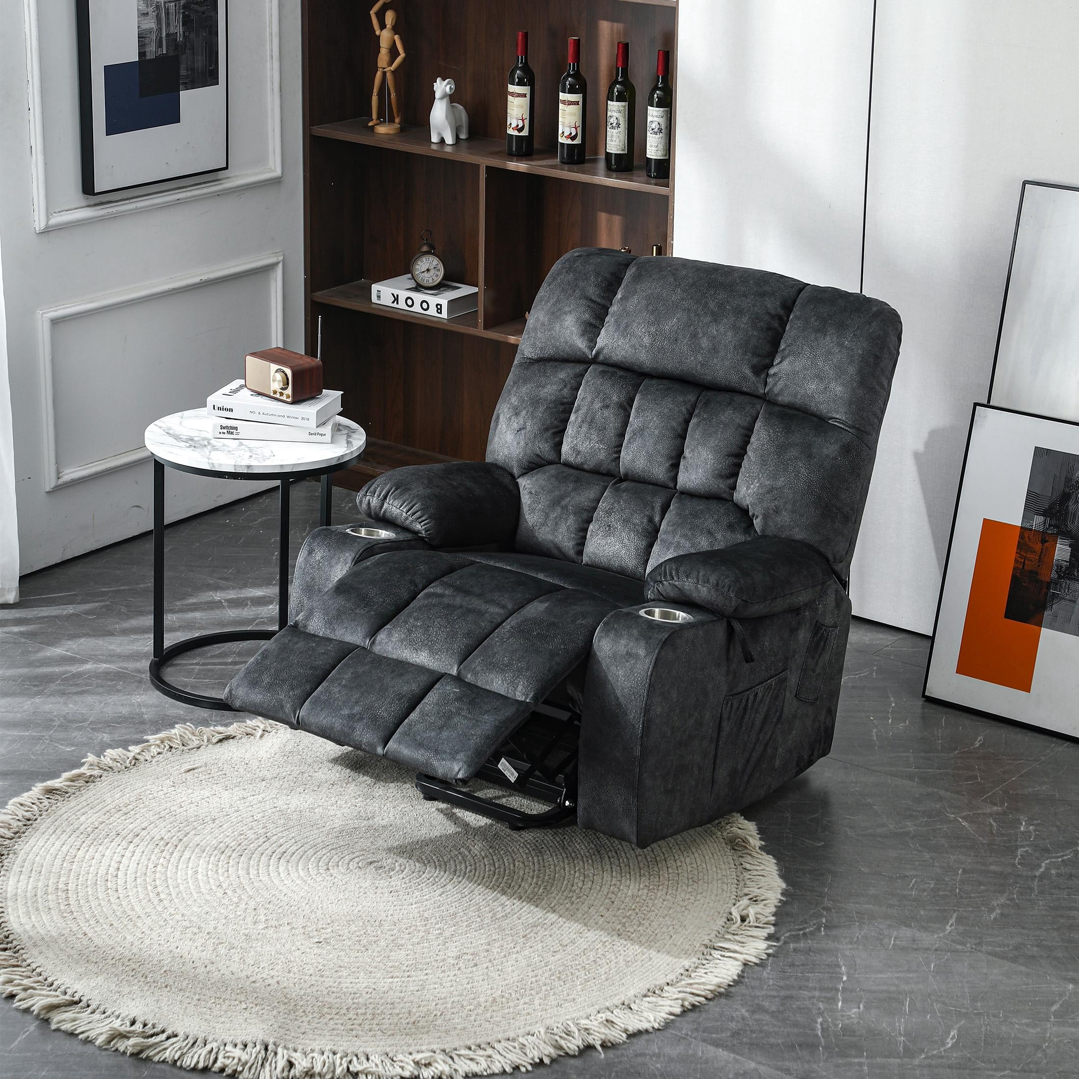 LEGAHOME Large Power Lift Recliner, Wide Seat Lift Chair for Big and Tall, Fabric Reclining Sofa with Heat and Massage, Gray