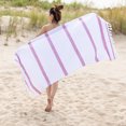 thumbnail image 2 of Impressions Ula Stripe Fouta Beach Towel with Tassels, 2 of 13