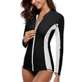 thumbnail image 4 of Charmo Women's Rash Guard UPF50+ SPF UV Protection Long Sleeve Swimsuit Tops Zip Front Swim Shirts Yoga Hiking Shirt Tops, 4 of 6