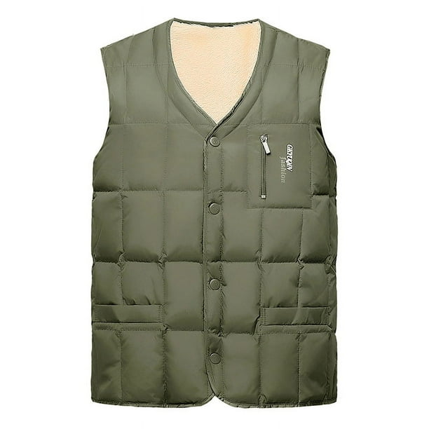 Chaleco de algodón con plumón para hombre de mediana edad, talla grande, corto, para otoño e invierno, con forro polar