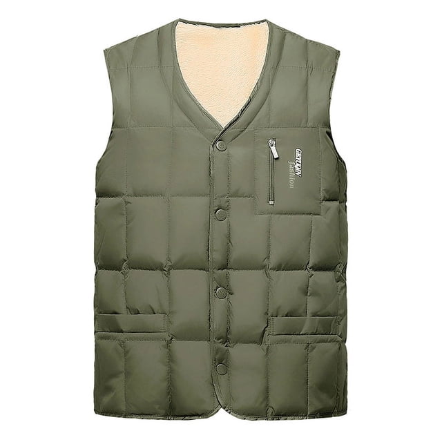 Chaleco de algodón con plumón para hombre de mediana edad, talla grande, corto, para otoño e invierno, con forro polar
