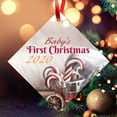 thumbnail image 2 of Soul Décor Christmas Ornaments, Baby's First Christmas 2020 Ornament, Large 3.75" Diamond Metal Ornament, Velvet Pouch Included, 2 of 7