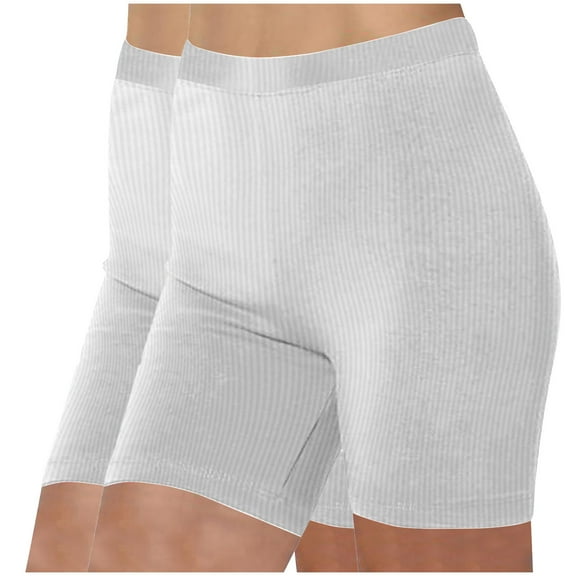 aidice 2pc Yoga Shorts for Women Summer Ribbed High Waisted Slim Fitting Comfy Workout Athletic Shorts