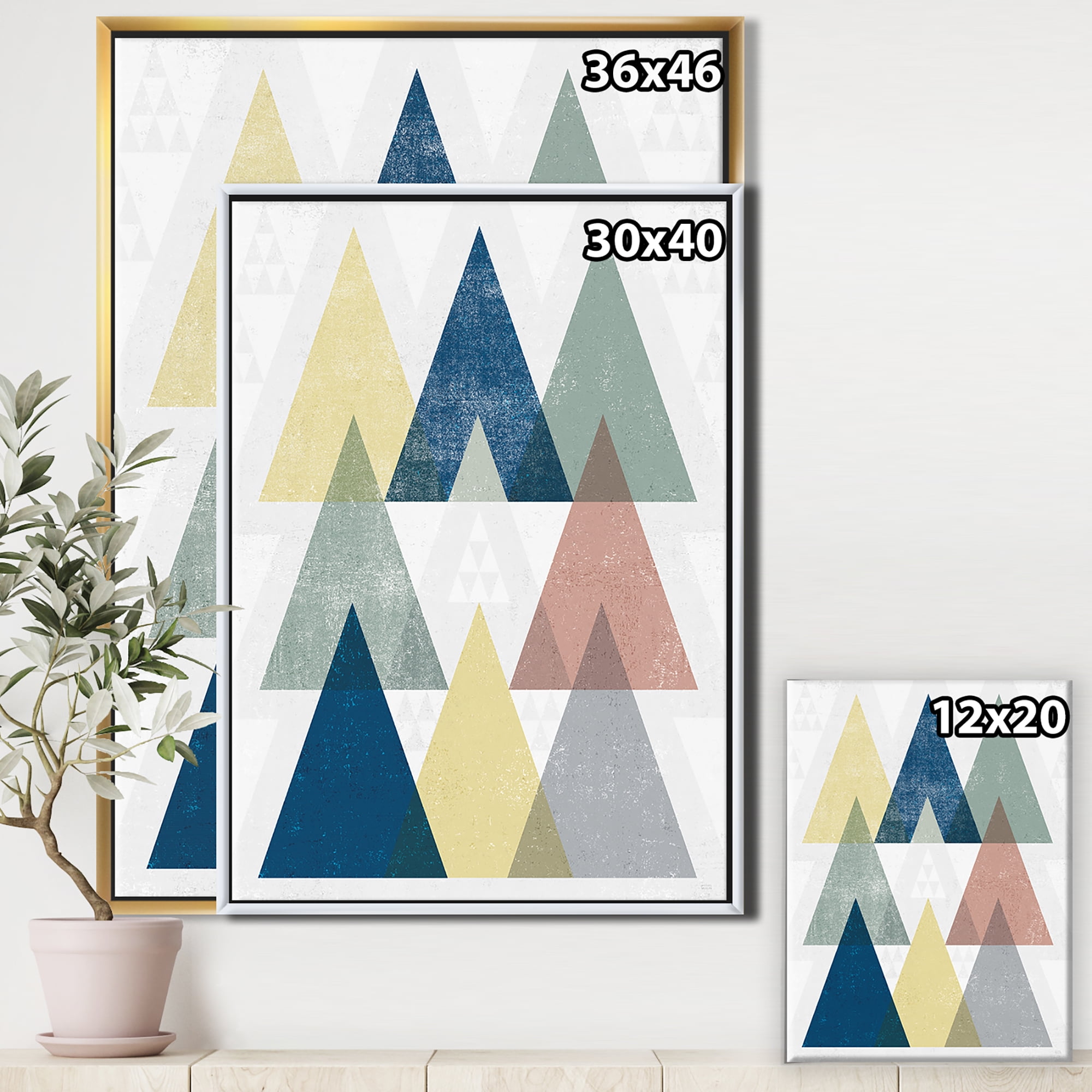 Designart ' Geometrical Composition Triangles II ' Modern & Transitional Framed Canvas