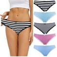 thumbnail image 3 of Women Fashion Cotton Underwear Lace Bikini Non-marking Briefs Bowknot Elastic Mid-waist Briefs Pack of 5, 3 of 7