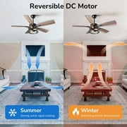 EDISHINE Farmhouse Black Ceiling Fan with Light and Remote Control, 5 Wood Blades, Rustic Farmhouse Ceiling Fan with Light for Living Room, Bedroom, Wet Rated
