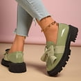 thumbnail image 5 of Willtoo Women's Bow Loafers Slip On Shoes, Cute Platform Loafers with Bowknot, Comfortable Casual Shoes for Office Walking and Daily Wear Army Green, 5 of 6