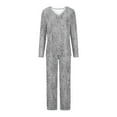 thumbnail image 4 of Tnhcen 2025 Women's 2 Pieces Knit Pajamas Soft Long Sleeve Lounge Nightwear Matching Set Homewear S-3XL, 4 of 4