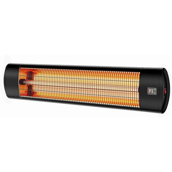 GarveeHome 1500W Wall-Mounted Infrared Patio Heater – Carbon Fiber Outdoor Electric Heater with Remote Control, 24H Timer & Waterproof Design for Backyard, Garage, Balcony – Black